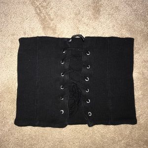 Black Lace Up Tube Top